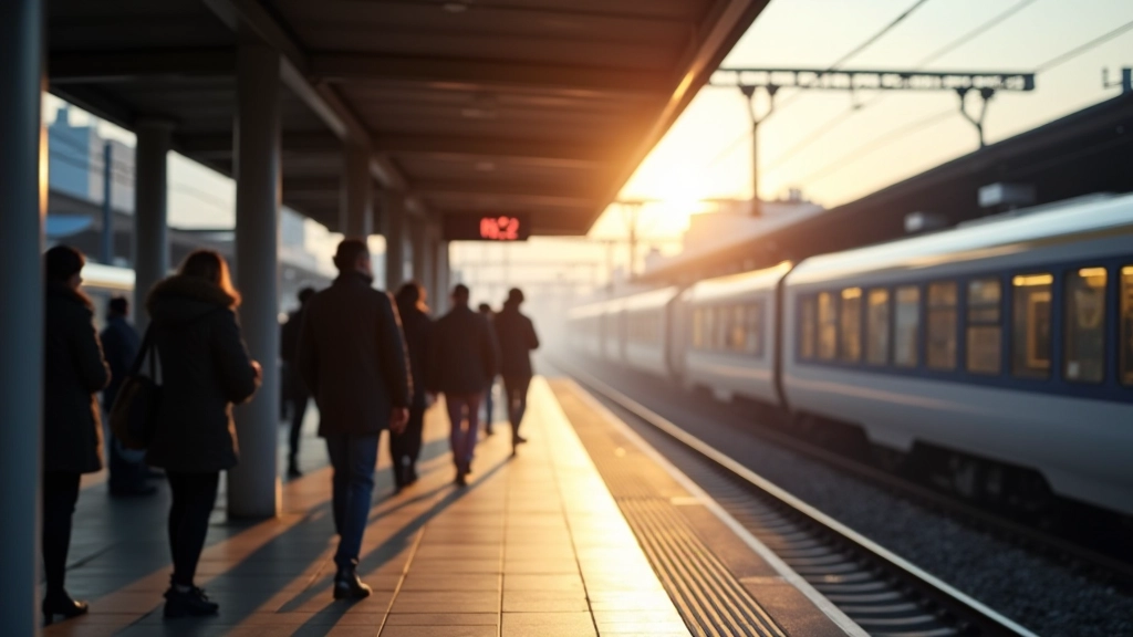 Gare avec train et passagers